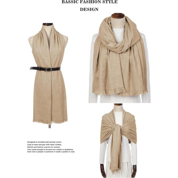 🆕 Women Tan Wedding Evening Dress Pashmina Shawl Winter Foulard Femme Wraps - Picture 5 of 7
